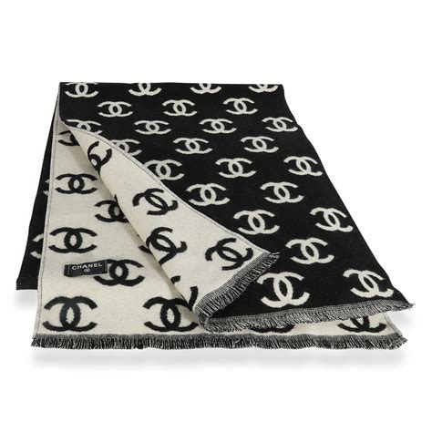 black and white Chanel scarf